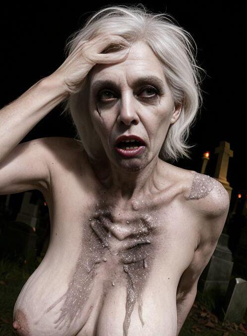 AI Porn Image of Orgy 60 Years Old Skinny Messy Shocked Gang bang Mature Granny