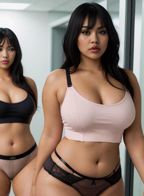 AI Porn Image of 2 Women Shocked Skinny Small 20-30 Years Old