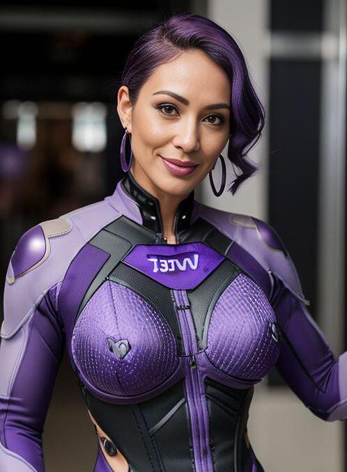 AI Porn Image of Purple Polynesian Stand Up Happy 40-50 Years Old