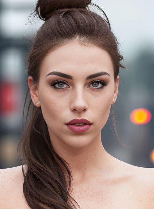 AI Porn Image of Totally Naked Pouting Lips Natural Hair Bun 20-30 Years Old