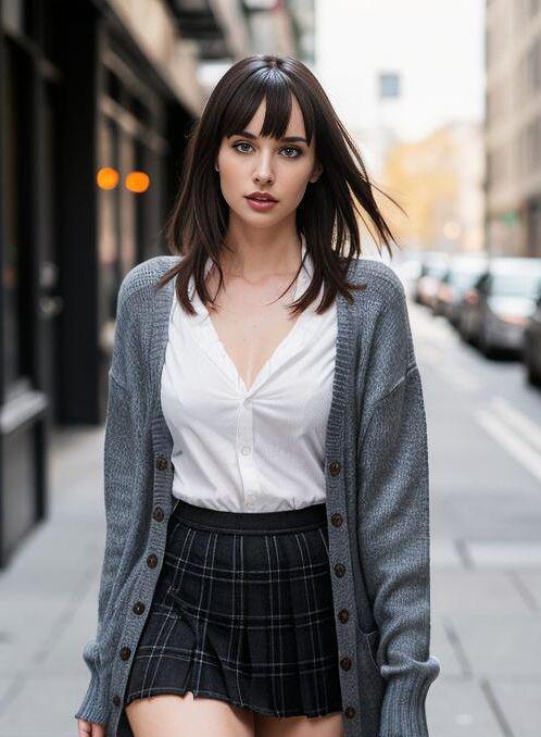 AI Porn Image of Fit Girl 20-30 Years Old Cardigan Brunette Seductive Brown hair