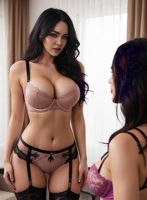 AI Porn Image of Black Yoga Pants Curly Pink 20-30 Years Old